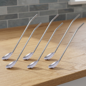 Stainless Steel Drinking <b>Straws</b> 4-Pack Reusable Bar Accessories Minimalist Design <b>Metal</b> <b>Straw</b> Set - Product Image 5