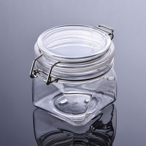 Pot carré transparent en PET de 350 ml avec couvercle à clapet pour soins de la peau, sels de bain, beurre corporel, boue faciale - Product Image 4