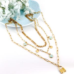 Collar de varias capas de acero inoxidable para mujer, Gargantilla chapada en oro de 18k, hipoalergénico, Pvd, multicapa, novedad de <span class=keywords><strong>2022</strong></span> - Product Image 5