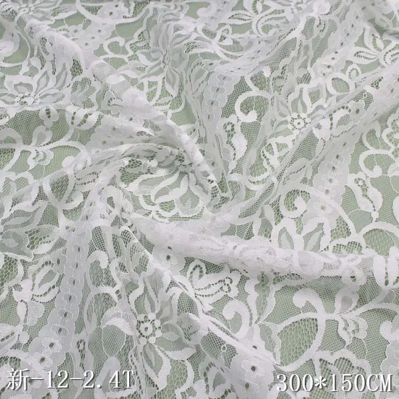 Wholesale New Design 150cm White Eyelash Chantilly Lace Fabric French Bridal Lace Fabric