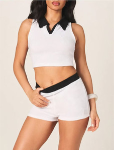 Fasce per capelli sportive KY Femme per donna, top corto senza maniche <span class=keywords><strong>Polo</strong></span> e pantaloncini senza cuciture - Product Image 2