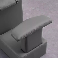Fauteuil de lavage semi-inclinable pour salon de coiffure avec bac en céramique noir et repose-pieds assorti pour institut de beauté et spa capillaire