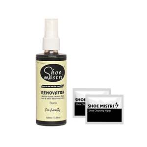 Shoe <b>Cleaner</b> 2 Wipes with Black Renovator for <b>Suede</b> Nubuck Mesh Knit Fabric Shoe Care Combo Waterless Cleaning - Product Image 1