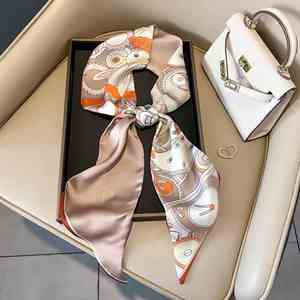 ผ้าพันคอผ้าไหมมุมกว้างแบบผูกเชือกสำหรับผู้หญิงผ้าพันคอมืออาชีพพิมพ์ลายแบบย้อนยุคเข้ากับทุกชุด - Product Image 1