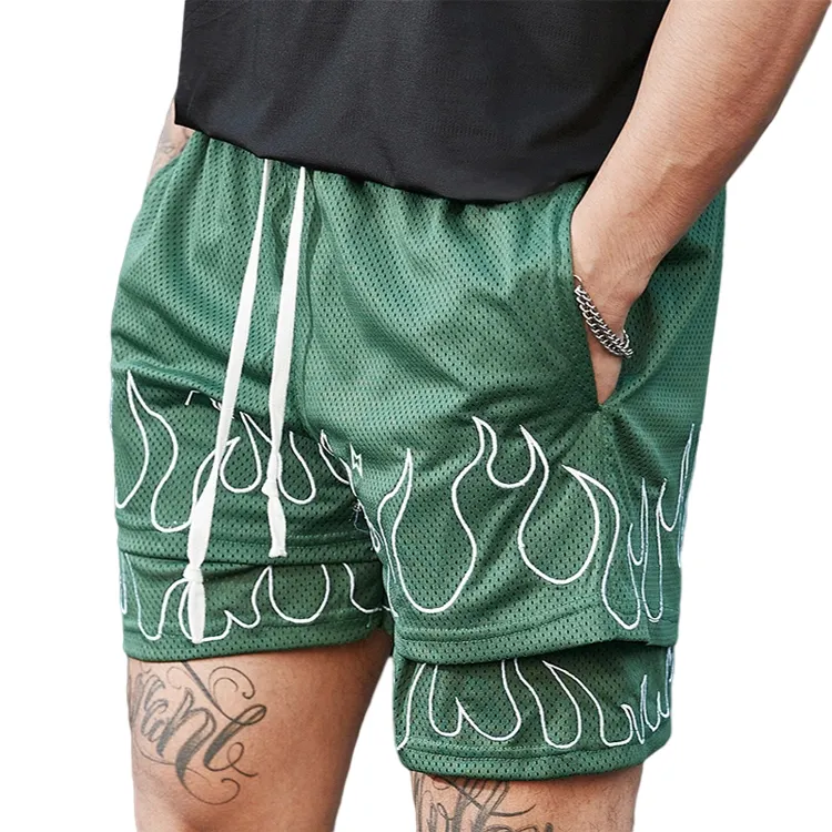 High Quality Double Layer Mesh Basketball Shorts 2 in 1 Men Athletic Nets Shorts Custom Logo Print Men's Mesh Shorts
