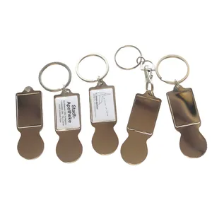 מותאם אישית לוגו מטבע מחזיק Keychain סיטונאי ריק מתכת מחזיקי מפתחות מפעל מחיר קניות עגלת שבב עגלת אסימון מטבע Keychain