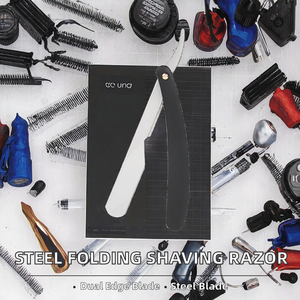 Maquinilla de Afeitar Plegable de Seguridad con Hoja Única de Acero Inoxidable, Mango de Plástico y Madera, Afeitadora Profesional para Hombres - Product Image 2