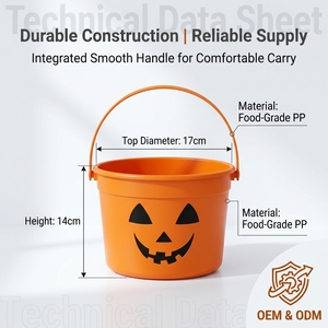 Halloween Candy Bucket <strong>Trick</strong> or Treat Pail Pumpkin Basket Party Favor Container Holiday Storage Bin Gift Bag Festival <strong>Organizer</strong> - Product Image 2