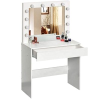 Coiffeuse vanité moderne en bois blanc avec miroir à Led, coiffeuse tendance