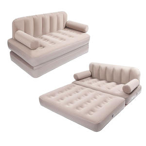 2-in-1 Inflatable PVC Sofa <strong>Bed</strong> Flocking Cover Portable Foldable Chair Mattress Camping Lounge Air Couch for Home Outdoor <strong>Travel</strong> - Product Image 1