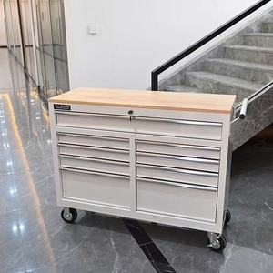 Cassettiera Portautensili con Ruote per Officina e Garage, Banco da Lavoro in Legno - Design Moderno in Metallo, 9 Cassetti con Serratura, Personalizzabile OBM - Product Image 1