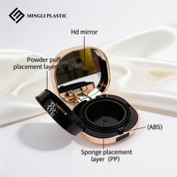 Boîtier vide carré en plastique ABS recyclable doré de 15g de la marque MINGLI pour BB crème, fond de teint liquide et blush cushion
