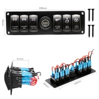 Panneau de commutation à bouton-poussoir en aluminium 6 gangs pour bateau Marine 12V double USB voltmètre panneau de commande RV pour interrupteurs à bascule de camion de voiture