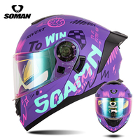 Casque de moto modulaire intégral SOMAN SM976 DOT avec double visière, grand spoiler, certifié QC, neuf