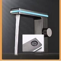 Robinet de lavabo moderne HLK avec affichage numérique LED de la température, populaire, monotrou, eau froide et chaude, vente en gros
