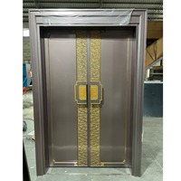 Porte d'entrée de cour en aluminium moulé anti-effraction avec colonnes romaines, design double à six battants, style chinois de luxe pour villa