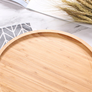 Bamboo Round <b>Tray</b> Wooden <b>Tea</b> Cup <b>Tray</b> For Hotel Restaurant Coffee <b>Tea</b> Serving Plate Solid Color Gecron 2564 - Product Image 2
