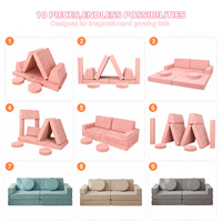 10-teiliges Kinder-Modulsofa aus Schaumstoff mit waschbarem Bezug, wandelbares Spielsofa für Kleinkinder, Spielzimmer, Fortbau, Fabrik-Großhandel