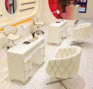 New High-end <b>Nail</b> Art <b>Table</b> and Chair Set with Marble Tabletop and Built-in Vacuum Cleaner Socket <b>Nail</b> Art <b>Table</b> - Product Image 2
