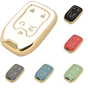 ร้านค้าออนไลน์ GZ DOMI  เคสกุญแจรถยนต์ TPU ขอบสีทอง อุปกรณ์ตกแต่งรถยนต์  ปลอกหุ้มกุญแจ  สำหรับ Chevrolet Suburban/Yukon - Product Image 2