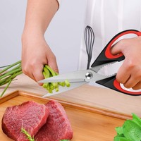 Ciseaux de cuisine robustes en acier inoxydable pour couper la viande, les légumes et la volaille, avec housse de protection
