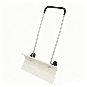พลั่วตักหิมะด้ามไม้ปรับระดับได้พร้อมล้อ สีขาว/เทา/ดำ - Product Image 1