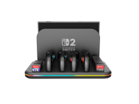 Station de charge et de rangement pour Nintendo Switch 2 avec 12 emplacements pour cartes de jeu, 2 emplacements pour manettes et câble USB-C étendu