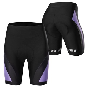 Pantalones Cortos de Ciclismo para Mujer, Cintura Media, Color Negro y Morado, Personalizados, MTB, Poliéster, Impermeables, Cierre de Cremallera, Secado Rápido, Tejido Elástico - Product Image 1