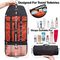 Top Factory Compact Travel Toiletry Bag,Roll Up Dopp Kit Salle de bain Rasage Douche Médecine Hygiène Sac pour Voyager