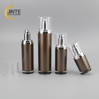 Ensembles d'emballages cosmétiques 15ml 30ml 50ml, pot en acrylique et bouteille en plastique transparente personnalisée avec couvercles pour crèmes et produits de soin de la peau