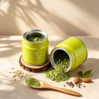 Boîte en fer blanc métallique vert bleu mat hermétique avec couvercle à vis pour capsules, biscuits, bonbons, chocolats, snacks, sucettes, aliments pour animaux de compagnie