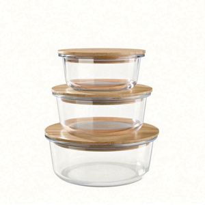 Boîte à lunch multifonctionnelle en verre haute température, compatible micro-ondes et réfrigérateur, avec couvercle en plastique durable et écologique - Product Image 2