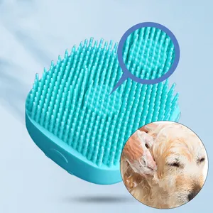 Pet Cleaning & Grooming Products Soft Silicone Shampoo Dispenser Pet Dog Cat Massage Bath Brush for Hair Dematting and Removing