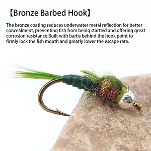 Moscas de <span class=keywords><strong>Ninfas</strong></span> con Cabeza de Tungsteno en Varios Tamaños # 14 # 16 Señuelos Húmedos de Color Oliva y Marrón <span class=keywords><strong>para</strong></span> Pesca con Mosca, Señuelos <span class=keywords><strong>para</strong></span> Trucha - Product Image 4