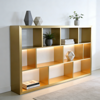 Bibliothèque en acier inoxydable sur pied, rangement moderne pour salon, bureau à domicile, appartement, hôtel