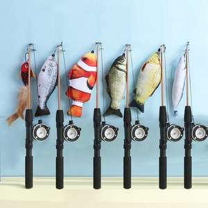 調節可能な環境にやさしいプラスチック釣り竿猫のティーザースティック遊ぶためのインタラクティブな格納式猫のおもちゃの棒 - Product Image 1