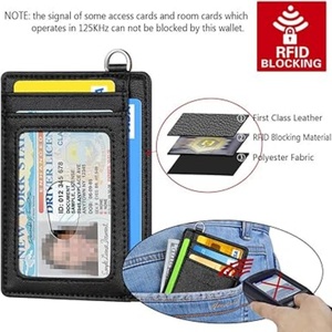 Custom logo Card <b>Holder</b> Slim <b>Wallet</b> RFID Blocking <b>Wallets</b> Front Pocket Leather Short Credit Card <b>Holder</b> for Men & Women - Product Image 6