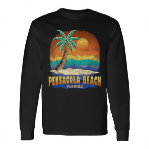 T-shirt vintage a maniche lunghe effetto invecchiato di Pensacola Beach Florida - Product Image 2