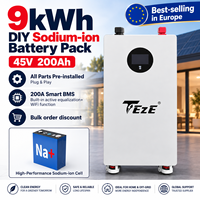Pack de batteries DIY intelligentes au sodium-ion 9 kWh 45 V 200 Ah - Kit complet ou boîtier vide, BMS et équilibreur WiFi