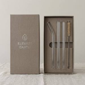 <strong>Reusable</strong> Borosilicate Glass Drinking <strong>Straw</strong> Set Eco-friendly Straight &amp; Bent <strong>Straws</strong> 8mm with Cleaning Brush for Smoothies Set - Product Image 5