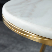 Ensemble de table basse en acier inoxydable, 3 pièces, de style moderne, de luxe, rond, en marbre, pour salon, table d'appoint