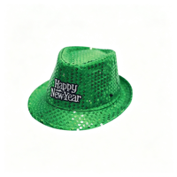 Cappello Fedora con Paillettes Arcobaleno e Luce LED ON/OFF per Capodanno, Cappello Luminoso per Costume di Vigilia di Capodanno