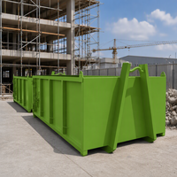 Conteneur à déchets en acier à crochet de levage robuste, bac de recyclage de ferraille industrielle pour chantier de construction