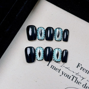 Uñas Postizas Reutilizables Cortas de Alta Calidad al por Mayor de Fábrica, Diseño de Ojo de Gato Azul, <span class=keywords><strong>Puntas</strong></span> de Uñas Postizas - Product Image 1