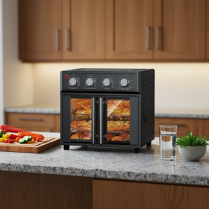 Four de comptoir PlumChef 27,5 litres 1700W, friteuse à air, four à convection, grille-pain, porte française, appareil de cuisine multifonction pour la maison - Product Image 2