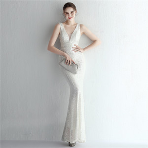 19153 #2022 Nieuwe Vrouwen Sexy Diepe V-hals Sequin Avondjurken Lange Vrouwen Partij <span class=keywords><strong>Prom</strong></span> Avondjurk - Product Image 5