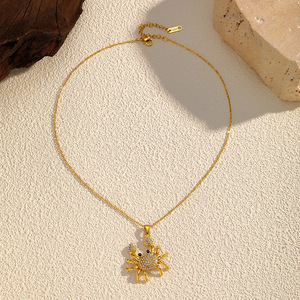 Gold Plated Stainless Steel <strong>Crab</strong> Pendant Necklace for Women's Fashion <strong>Jewelry</strong> N363 - Product Image 2