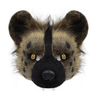 Masque d'hyène en fourrure synthétique pour adulte unisexe, costume d'Halloween, demi-visage respirant, accessoire de cosplay animal pour carnaval, en stock