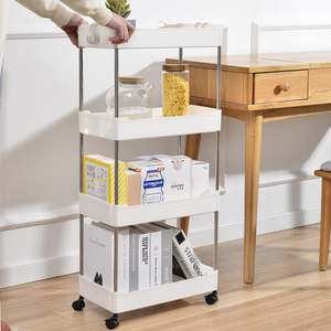 Utility Rack Kitchen Storage Cart White 3 Tier Stainless Steel Rolling Organizer for Small Spaces - Product Image 4
