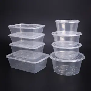 Récipients jetables avec couvercles pour nourriture Boîte de rangement de cuisine Récipient de stockage de nourriture en plastique transparent